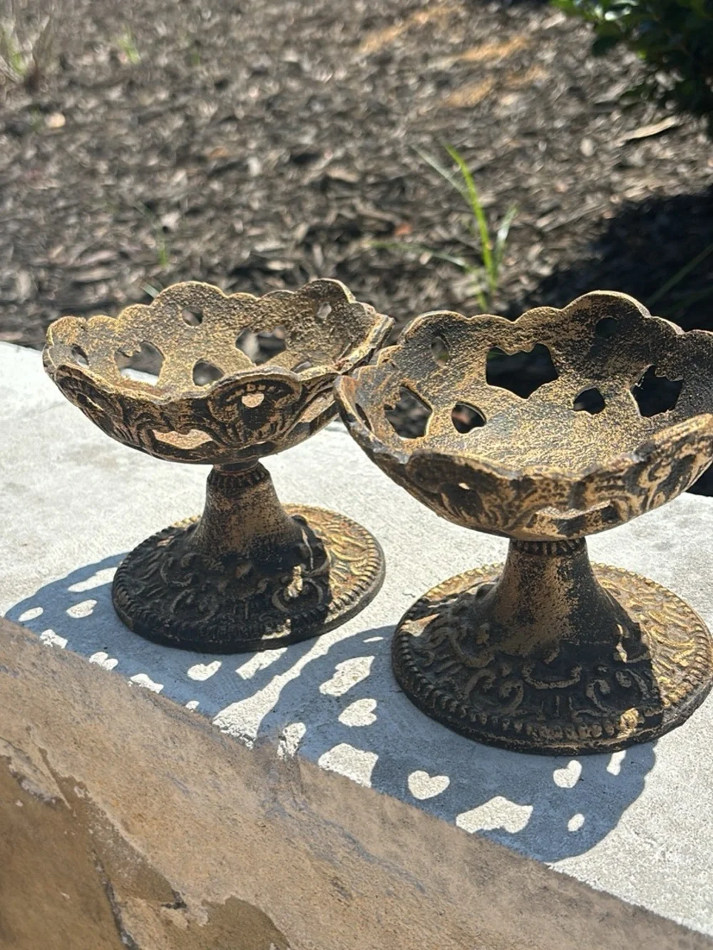 Decorative Metal Candle Holders in Distressed Gold Finish